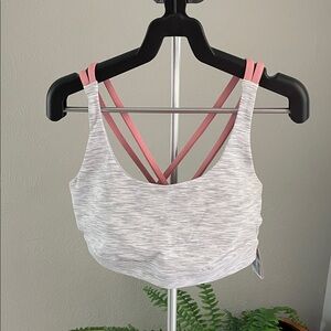 lululemon athletica Heather Gray Sports Bralette with Pink Straps